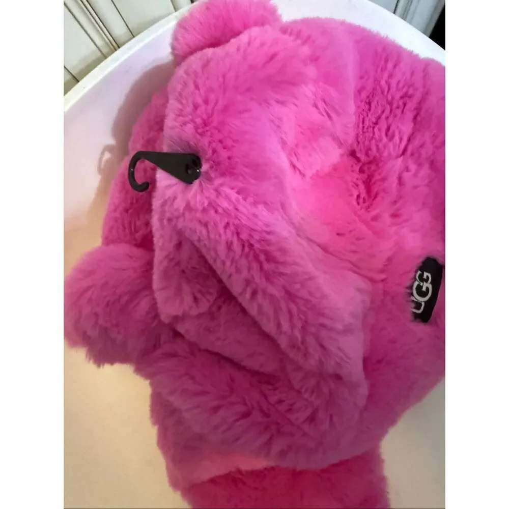 UGG Girls Faux Fur Trapper Hat With Ear Flaps Pink Size 4-6 Years NWT